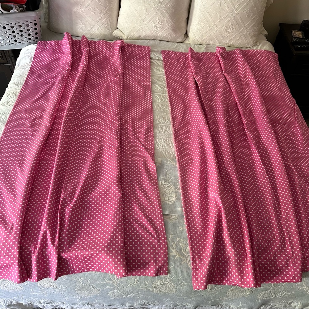 Pottery Barn Kids Pink Polka Dot Curtains Hard to Find 2 Panels 44x63 inches